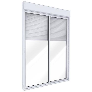 Imagem de Porta de Alumínio de Correr Lateral 2 Folhas Persiana Integrada Automatizada 220 Volts 235x160 Branco