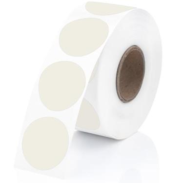 Imagem de Perco Etiquetas adesivas térmicas de círculo redondo marfim de 2,5 cm - 735 etiquetas por rolo, compatível com impressora térmica direta, adesivo permanente, cores vibrantes, fixação forte, perfurado
