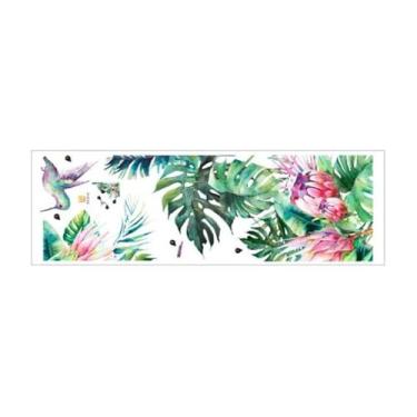 Imagem de Wswqop Adesivo de Parede de Plantas, Decoração, Arte, para Usar, Plantas Tropicais, Adesivos de Parede, Papel de Parede de PVC para Sala de Estar, Banheiro,