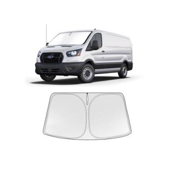 Imagem de Guarda-sol dobrável WODSTA Cobertura total Para-brisa Para-brisa Compatível com Ford Transit 2015-2024 4 Camadas Espessado Viseira de Janelas 240T Poliéster Para-brisas Para-brisas