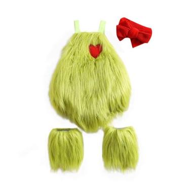 Imagem de Roupa de Natal para menina RWYBEIW Furry Romper Green Monster