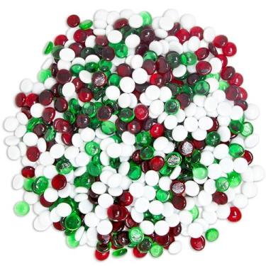 Imagem de Galashield Mármores de vidro plano para vasos, mistura de Natal, pedras de vidro, pedras, enchimento de vaso (2,3 kg, aprox. 540 peças)