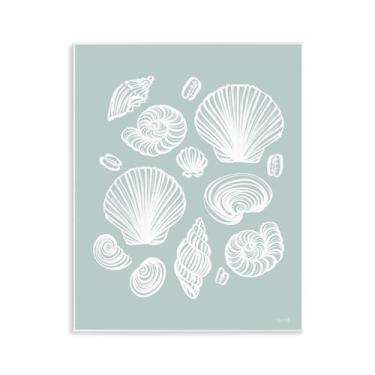 Imagem de Stupell Industries Arte de placa de parede de espuma do mar lançada conchas do mar, design por House Fenway, 14 x 11