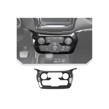 Imagem de JeCar Capa de painel de interruptor de ar condicionado de fibra de carbono preta para acessórios interiores Jeep Renegade 2018+