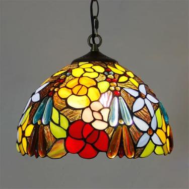 Imagem de Luminária pendente contemporânea de luxo em vidro colorido com LED, estilo retrô americano, ideal para sala de estar, restaurante, quarto, hotel, casa de campo, corredor, café, bar ou escada
