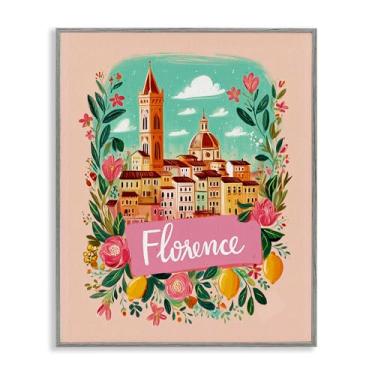 Imagem de Stupell Industries Arte giclée emoldurada preta Florence com bordas florais, design por Yen, 76 x 61 cm