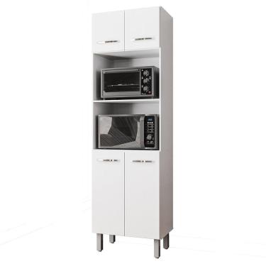 Imagem de Paneleiro Alto Com Nicho Micro-ondas 4 Portas Lara Branco