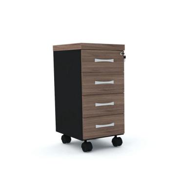 Imagem de Gaveteiro Volante 4 Gavetas Com Chaves Pe40 Em Mdp Walnut