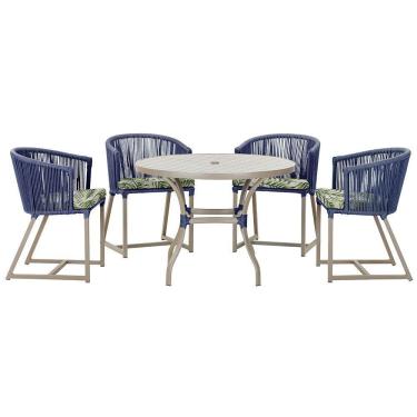 Imagem de Mesa Com 4 Cadeiras E Noronha Estofado 5 Trama Original Azul