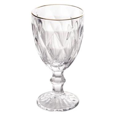 Imagem de Taça De Água Com Filete Dourado Diamond Lyor 325ml - Vidro