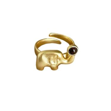 Imagem de Dtja Anel de declaração de animal elefante fosco para mulheres, moderno, fofo, mascote, aberto, anéis de dedo com ajuste confortável, joia festiva de Natal tamanho 8, 8, Metal, Sem pedra preciosa