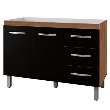 Imagem de Balcão Para Pia Sem Tampo Bianca 120 Cm Savana Preto Mobbs