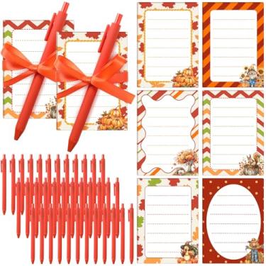 Imagem de Eaasty Conjunto de 73 peças de notas adesivas de outono e canetas, lembrancinhas de festa de Ação de Graças, outono, 36, presente de papelaria, notas adesivas com canetas, fita para estudantes, escola
