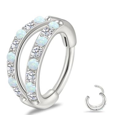 Imagem de limerencia Anel de nariz de titânio - Brinco de cartilagem de argola dupla G23 - Anel clicker de 20G para septo, hélice, concha, Daith, piercing Tragus - Joias corporais hipoalergênicas para mulheres