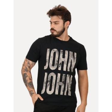 Imagem de Camiseta John John Masculina Regular John Plaque Preta-Masculino