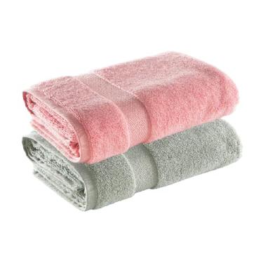 Imagem de Jogo de Toalhas Ele/Ela Super Soft Zero Twist Banhão 80x150cm 500g/m², 97% Algodão 3% Poliéster, Toque Macio, Alta Absorção e Design Sofisticado – Altihaus (Verde/Rosa)