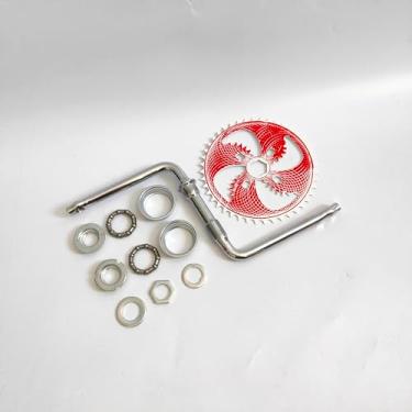 Imagem de Kit de manivela de pedal de 5 cm de largura, manivela de peça única para bicicleta motorizada a gás de motor de 4 tempos (vermelho, 44T)