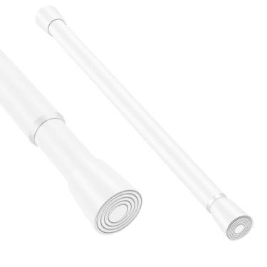 Imagem de Varão de cortina de chuveiro branco ajustável de 40 a 71 cm, 1 peça, 2,9 cm de diâmetro, antiderrapante, resistente, mola de tensão, sem furadeira, para janelas, banheiro, cozinha, armário, porta