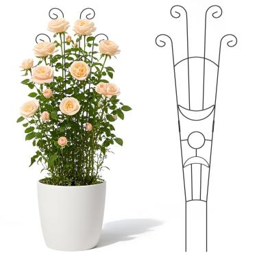 Imagem de Pacote com 2 treliças de plantas de 82 cm mais altas para trepadeiras em ambientes internos e externos, suporte de plantas de treliça de metal de jardim para vasos de plantas, plantas de casa