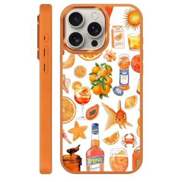 Imagem de Zhhoya Capa para iPhone 15 Pro Max, estampa de colagem de suco de peixe laranja compatível com MagSafe capa rígida protetora para mulheres, homens, meninos e meninas