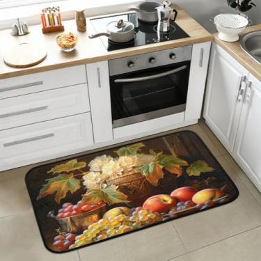Imagem de Kaifanee Tapetes de cozinha para chão 99 cm x 50 cm pintura a óleo uva fruta vaso planta tapete antiderrapante tapete de área lavável decoração interna