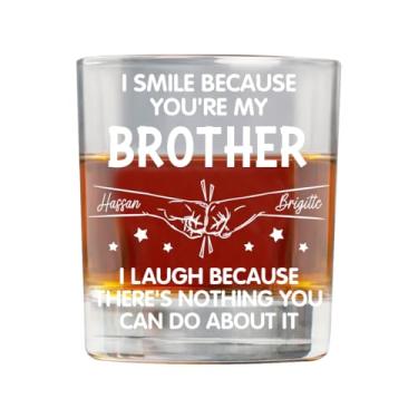 Imagem de Congrats On Being My Brother Copo de uísque personalizado, copo de bourbon personalizado com nome, presentes engraçados de aniversário, amizade de fraternidade (estilo 9)