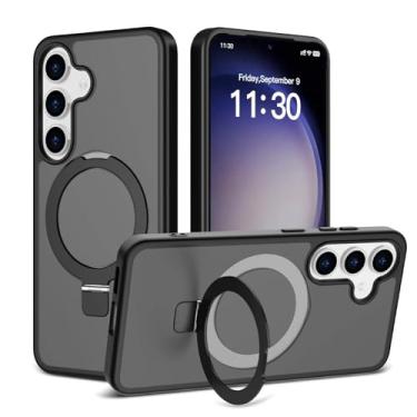 Imagem de ULXITEYU Capa magnética para Samsung Galaxy S25, 6,2 polegadas, compatível com MagSafe, suporte robusto, proteção de nível militar não amarelada, preto fosco