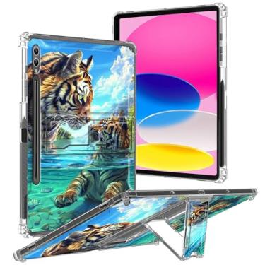 Imagem de Capa para Samsung Galaxy Tab S9 Ultra 14,6 polegadas 2023 com suporte e suporte para caneta, capa transparente de TPU à prova de choque para tablet Galaxy Tab S9 Ultra SM-X910/X916B/X918U, tigre fofo