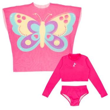 Imagem de Conjunto Cropped Biquíni + Saída De Praia Kimono Tule Menina - Fofotin