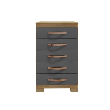 Imagem de Cômoda Santos Com 5 Gavetas 90x56 Carvalho Americano Grafite EdeCasaMoveis