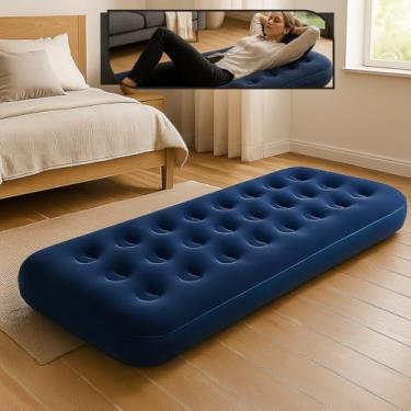 Imagem de Colchão Inflável Solteiro Azul, PVC, 191x73x22 cm, Portátil e Compacto para Camping e Viagens