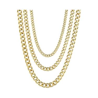 Imagem de Colar Masculino Punk Com Corrente Cubana De 3,5-7MM De Largura Em Aço 