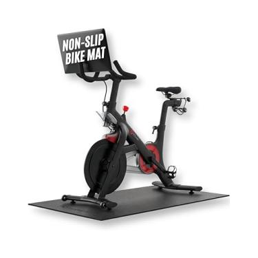 Imagem de Powr Labs Tapete de bicicleta de exercício à prova de suor, tapete de bicicleta estacionária, tapete de bicicleta interno (76 x 152 cm) tapetes de bicicleta ergométrica interna, tapete de bicicleta ergométrica para carpetes funciona com tapete de bicicleta Peloton Wahoo Kickr