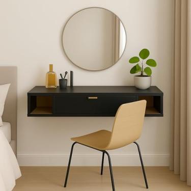 Imagem de Penteadeira Suspensa com Portas e Nichos – Design Moderno e Tampo Amplo para Quarto ou Closet (Preto/Nature)