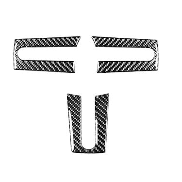 Imagem de Acessórios interiores de carro de fibra de carbono 3 peças/conjunto de adesivos decorativos de capa de volante para Ford Mustang GT S197 2005-2009 (preto)