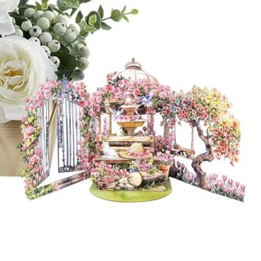 Imagem de Cartões de Cumprimentos 3D para Mulheres | Kits para Bênçãos de Aniversário com Tema Jardim | Cartões para o dos Namorados | para Artesãos Colecionadores e para Casamentos Natal e Presentes