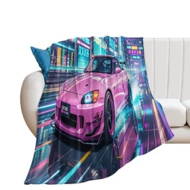 Imagem de HouLaiZhe Cobertor Super Macio Flanela JDM Carro S2000 Esportes Neon City Cobertores de Refrigeração Leve para Sofá-Cama Cadeira Sofá Carro Viagem ao Ar Livre Leve Quente 76 cm x 127 cm