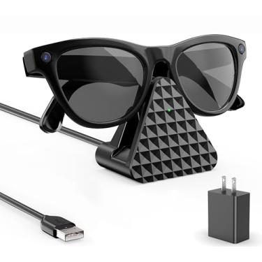 Imagem de Suporte de carregamento rápido para óculos inteligentes Ray-Ban Meta: base portátil e compacta, compatível com Wayfarer, Headliner, Skyler e Oakley HSTN, inclui cabo USB-A de 9 metros | RayBan Meta
