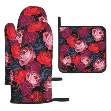 Imagem de Dia dos Namorados, Coração, I Love - Conjunto de Cozinha Essencial com 3 Peças, Luvas e Alça para Tampa, Proteção para Churrasco no Forno, Design de Armazenamento Pendurado.