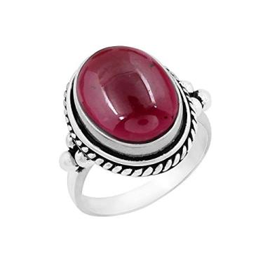 Imagem de Anel de quartzo rosa com pedra da lua ametista natural 12 x 16 mm pedra oval 925 sobreposição de prata anéis solitários feitos à mão