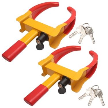 Imagem de MaySpare Trava de roda universal, trava de pneu resistente, trava antifurto automotiva para carros, SUVs, motocicletas, carrinhos de golfe, cor brilhante, dissuasão, pacote com 2 com 6 travas