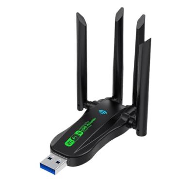 Imagem de Placa de rede sem fio WiFi 6 USB com quatro antenas externas adaptador BT5.4 de banda dupla, transmissão máxima de 600 Mbps para laptop