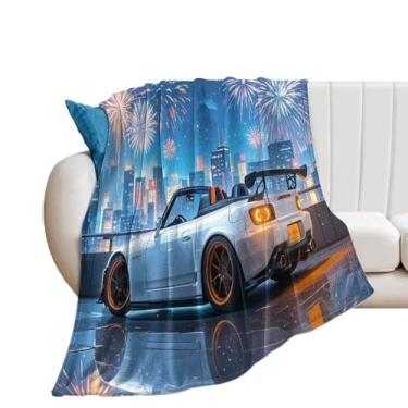 Imagem de HouLaiZhe Cobertor super macio de flanela JDM carro S2000 fogos de artifício cobertores refrescantes leves para sofá-cama, cadeira, sofá, carro, viagens ao ar livre, leve, quente, 152 x 203 cm