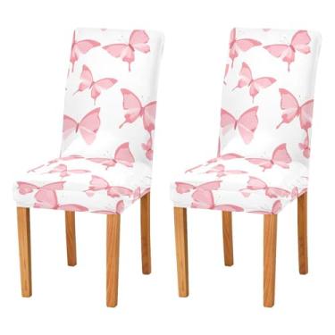Imagem de Wassud Capas de cadeira com estampa de borboleta para sala de jantar, capas elásticas de cozinha, laváveis, conjunto de 4