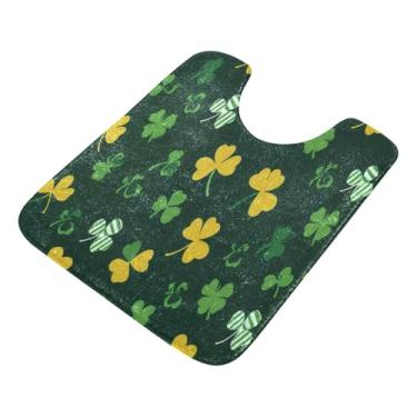 Imagem de Burbuja Tapete de banheiro St. Patrick Clover, tapete de banho absorvente de pelúcia macio, base antiderrapante para piso de banheiro, oval em forma de U