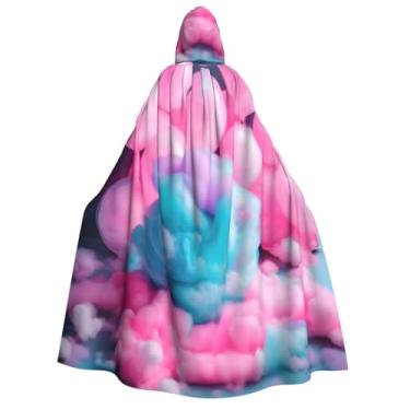 Imagem de SKKNT Manto gótico vermelho com estampa de algodão doce capa unissex para festas temáticas de decoração de carnaval