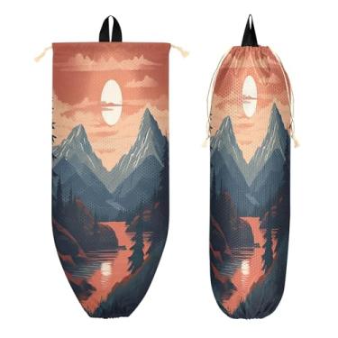 Imagem de xigua Suporte para saco plástico Sunset Mountain, suporte de parede com cordão, 1 pacote, reutilizável para decoração de bolsas, meias, roupas íntimas e gravatas