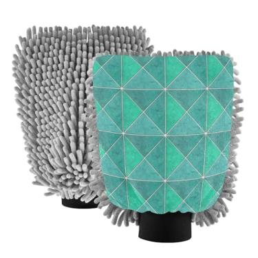 Imagem de STAYTOP Luvas de lavagem de carro em forma de turquesa, 2 peças, luvas de microfibra de chenille, sem arranhões, panos de esponja de lavagem ultra absorventes para carros, limpeza doméstica - M