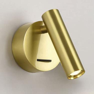 Imagem de Luminária de parede LED, cor cobre antigo, para leitura na cabeceira, com interruptor, ajustável em mais de 350°, luminária decorativa para interiores (3000K)