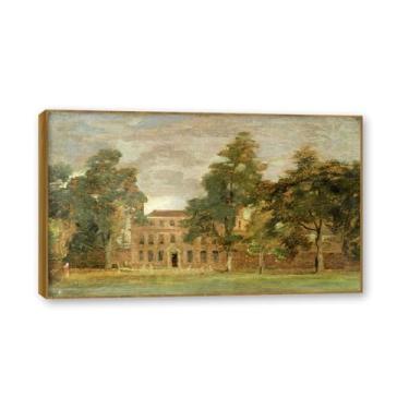 Imagem de Moldura de madeira de teca. Mural com moldura de madeira maciça John Constable Pintura de paisagem Arte de romance Arte de parede elegante emoldurada. (Paisagem 83). 30 x 51 cm
